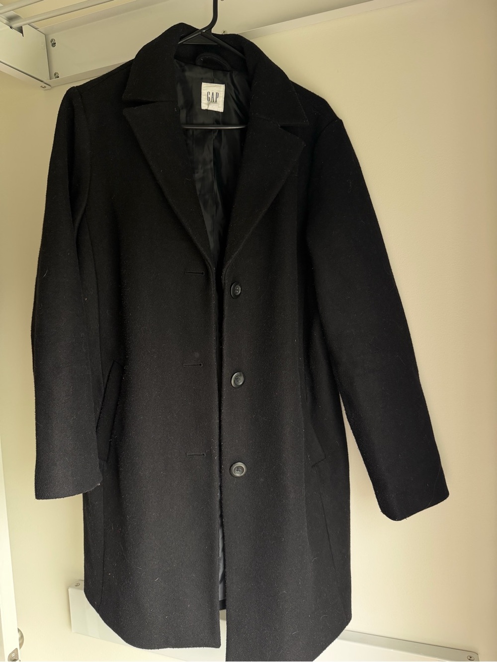 GAP Black women's Pea Coat with Notch Lapel